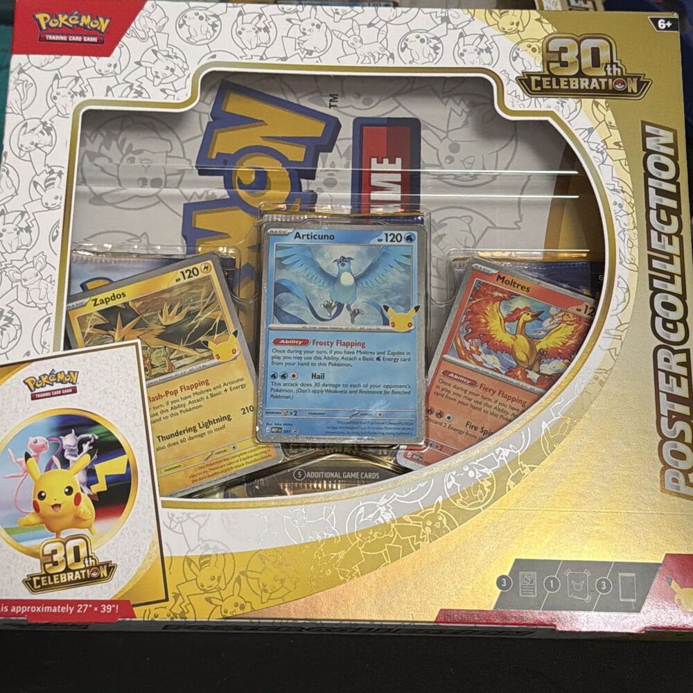 Pokémon TCG 30th Celebration Poster Collection Articuno Zapdos Moltres Sealed